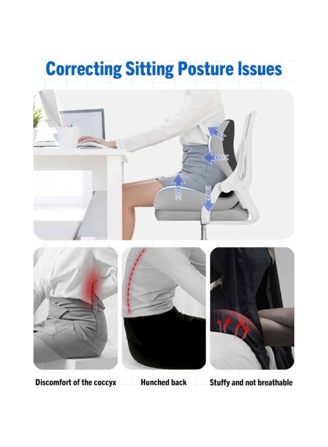 Seat Cushion Lumbar Support Pillow for Office Chair,Breathable,Lightweight,Memory Foam Chair Cushion, Ergonomic Coccyx Cushion for Office Car Driver, Tailbone Pain Relief, Back & Tailbone Support, Removable Cover - Image 2