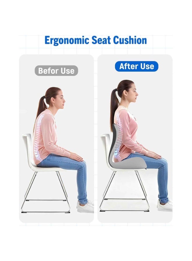 Seat Cushion Lumbar Support Pillow for Office Chair,Breathable,Lightweight,Memory Foam Chair Cushion, Ergonomic Coccyx Cushion for Office Car Driver, Tailbone Pain Relief, Back & Tailbone Support, Removable Cover - Image 3