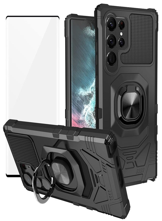 Ailiber Case for Samsung Galaxy S23 Ultra, Samsung S23 Ultra Case with Screen Protector, Ring Kickstand for Magnetic Car Mount, Military Grade, Shockproof Rugged Cell Phone Case for S23Ultra-Black - Image 1