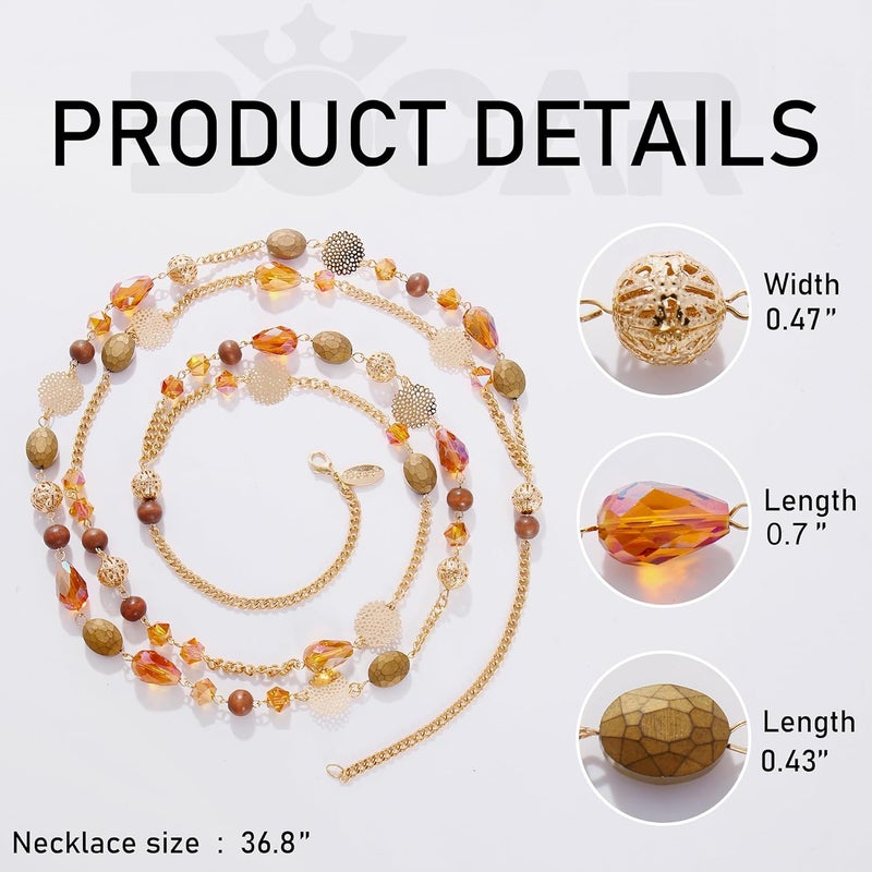 Bocar Long Necklaces for Women Trendy, Boho Layered Crystal Beaded Collar Necklaces for Women, Fashion Statement Necklaces Jewelry - Image 5