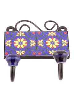 Indian-Shelf IndianShelf Handmade Ceramic Sunflower Wall Hooks Hangers Holders 1255 cm Blue 1 Piece  - Image 2