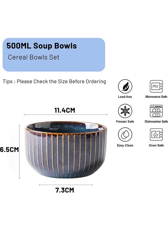 Soup Bowl Set of 2, Porcelain Bowls, 11.5cm/500ml Blue Cereal Bowls, Rice Bowls, Salad Bowls, Dishwasher, Microwave and Oven Safe. - pzsku/Z12C1DDA0A0778CA3BA58Z/45/_/1716800610/fcc72e8b-c730-4052-886d-68ab45f07154