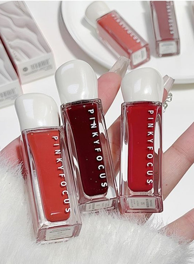 Pinkyfocus أحمر شفاه سائل لامع ومرطب يدوم طويلاً مقاوم للماء غير لاصق، خفيف ونقي، لامع، مناسب للفتيات والنساء، لون شفاه ممتلئ - Image 5