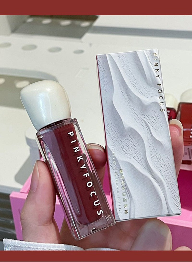 Pinkyfocus أحمر شفاه سائل لامع ومرطب يدوم طويلاً مقاوم للماء غير لاصق، خفيف ونقي، لامع، مناسب للفتيات والنساء، لون شفاه ممتلئ - Image 3