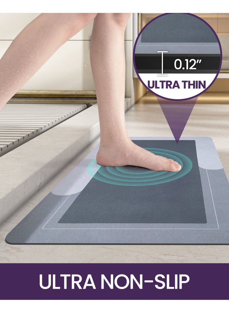 DEXI Bathroom Mat Ultra Thin Quick Dry, 50 x 80 cm Super Absorbent Non-Slip Bath Rug,Washable Carpet with Rubber Backing for Shower, Bathtub and Sink, Grey - Image 4