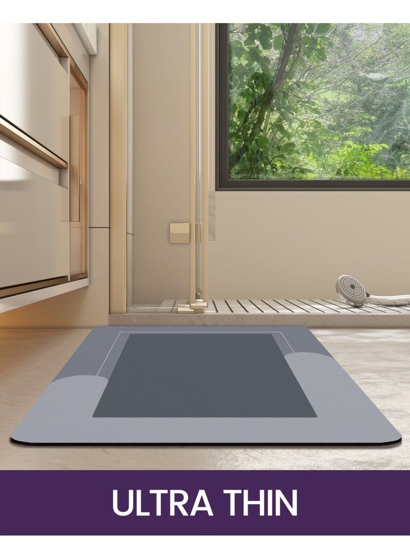 DEXI Bathroom Mat Ultra Thin Quick Dry, 50 x 80 cm Super Absorbent Non-Slip Bath Rug,Washable Carpet with Rubber Backing for Shower, Bathtub and Sink, Grey - Image 5