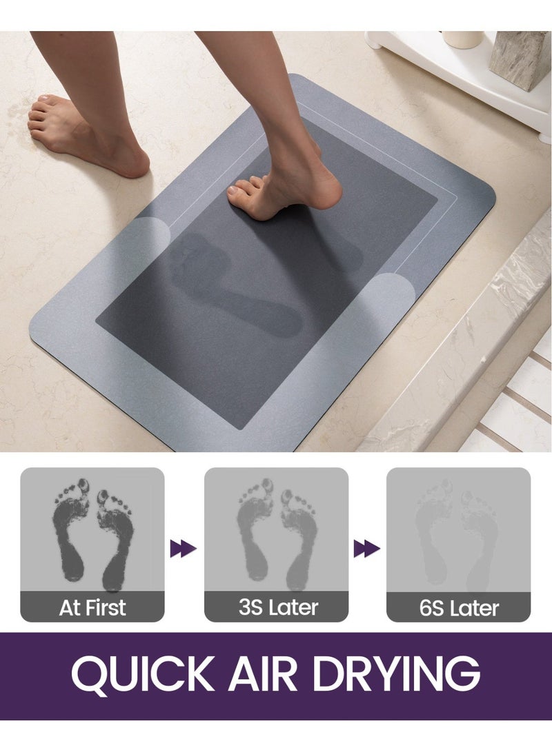 DEXI Bathroom Mat Ultra Thin Quick Dry, 50 x 80 cm Super Absorbent Non-Slip Bath Rug,Washable Carpet with Rubber Backing for Shower, Bathtub and Sink, Grey - Image 3