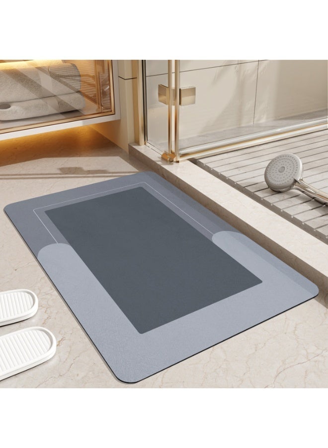 DEXI Bathroom Mat Ultra Thin Quick Dry, 50 x 80 cm Super Absorbent Non-Slip Bath Rug,Washable Carpet with Rubber Backing for Shower, Bathtub and Sink, Grey - Image 1