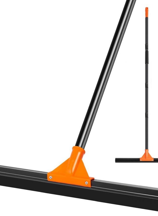 IERGOST Heavy Duty Floor Squeegee with Long Handle, 18" Rubber Wiper Broom for Concrete Tile Cleaning Commercial Scrubber Mop for Garage Deck Bathroom Kitchen Pool Glass - Image 1