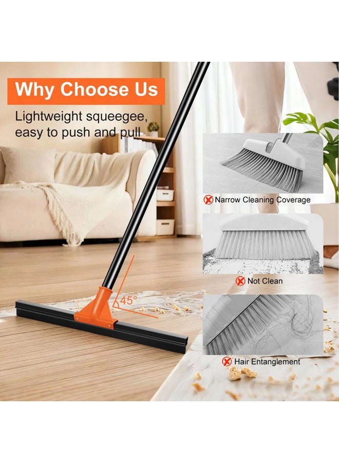 IERGOST Heavy Duty Floor Squeegee with Long Handle, 18" Rubber Wiper Broom for Concrete Tile Cleaning Commercial Scrubber Mop for Garage Deck Bathroom Kitchen Pool Glass - Image 5