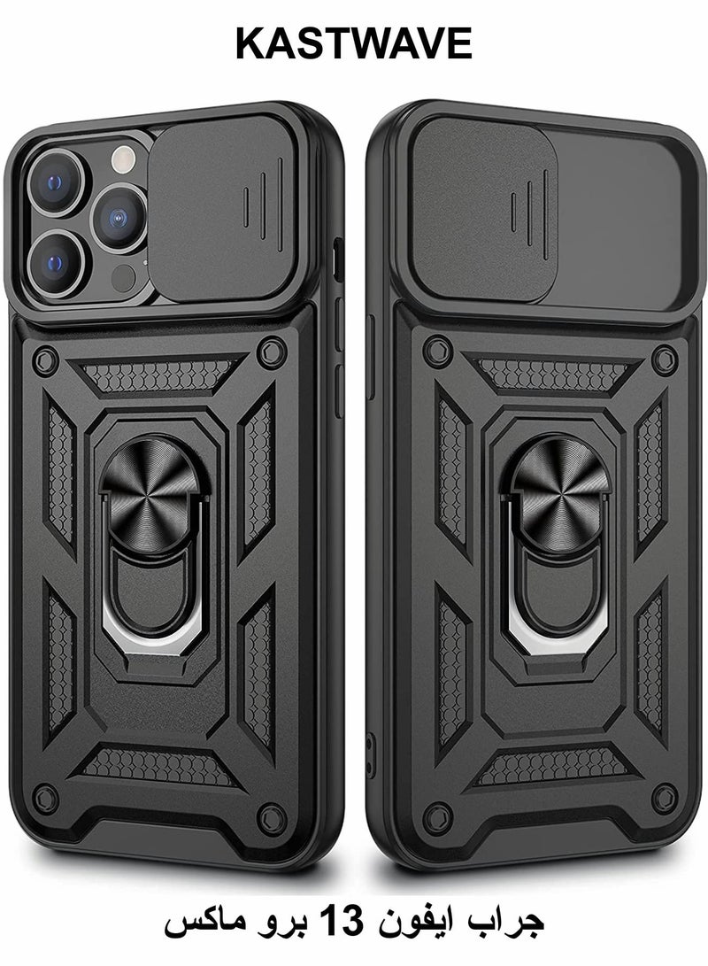 KASTWAVE for iPhone 13 Pro Max Case, 13 Pro Max Cover Kickstand Case with Slide Camera Cover - Image 1