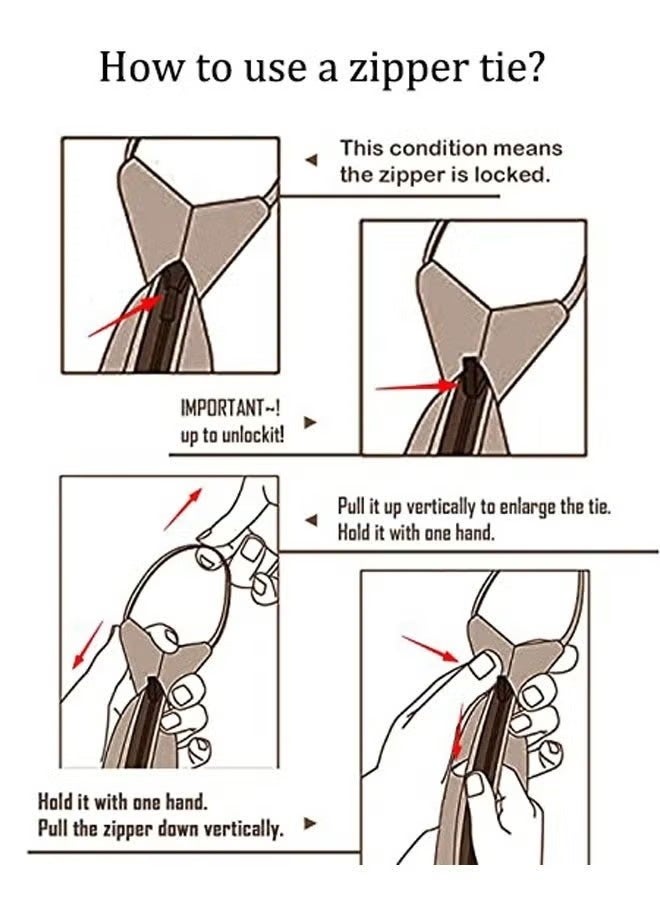 Unewshi 4PCS Zipper Ties Set for Men Adjustable Men's Pretied Neckties Zip on Tie for Men Zipper Skinny Necktie Clip on Slim Tie - Image 2