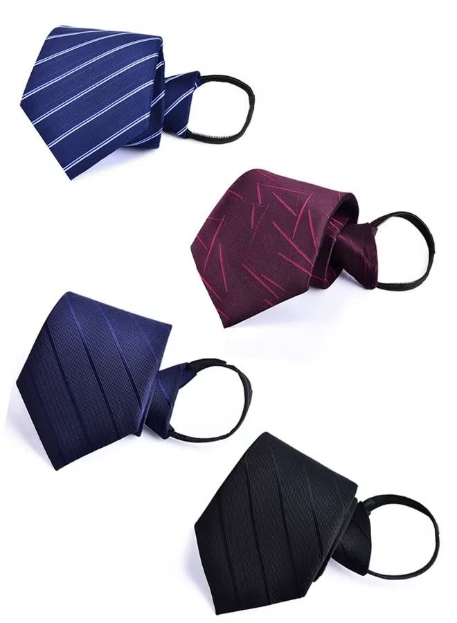 Unewshi 4PCS Zipper Ties Set for Men Adjustable Men's Pretied Neckties Zip on Tie for Men Zipper Skinny Necktie Clip on Slim Tie - Image 1
