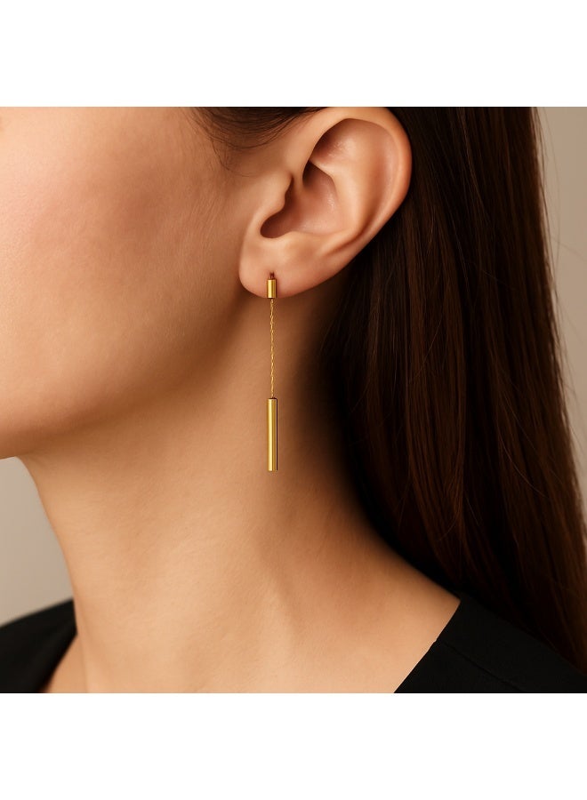 AMETOER New Fashion Tassel Stainless Steel Stud Earrings | Long 18K Gold Plated Colorfast European & American Niche Design - Image 3