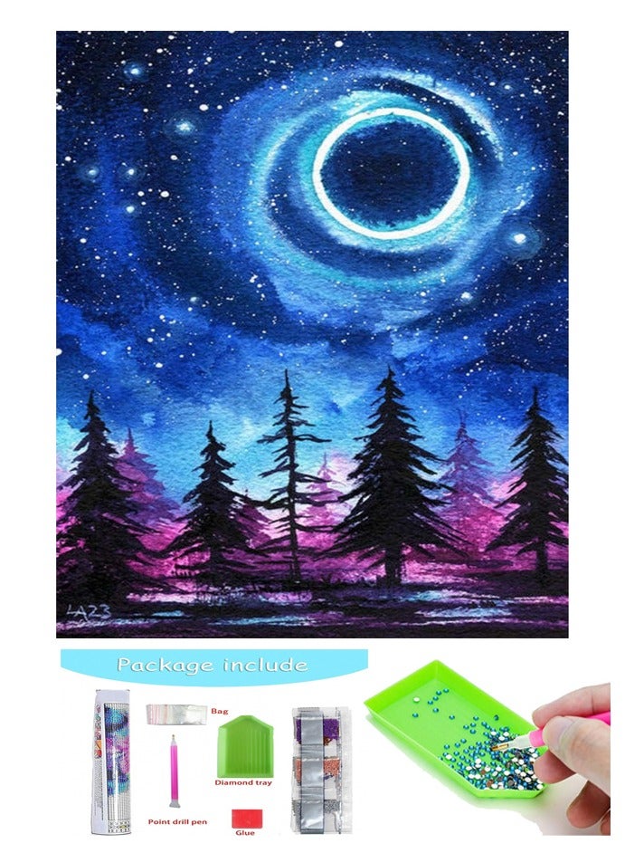Diamond Art Set, DIY 5D Moon Landscape Diamond Painting Set For Beginners, Round Full Diamond Art Craft Home Wall Art Decoration Gift 30x 40cm  - Image 1