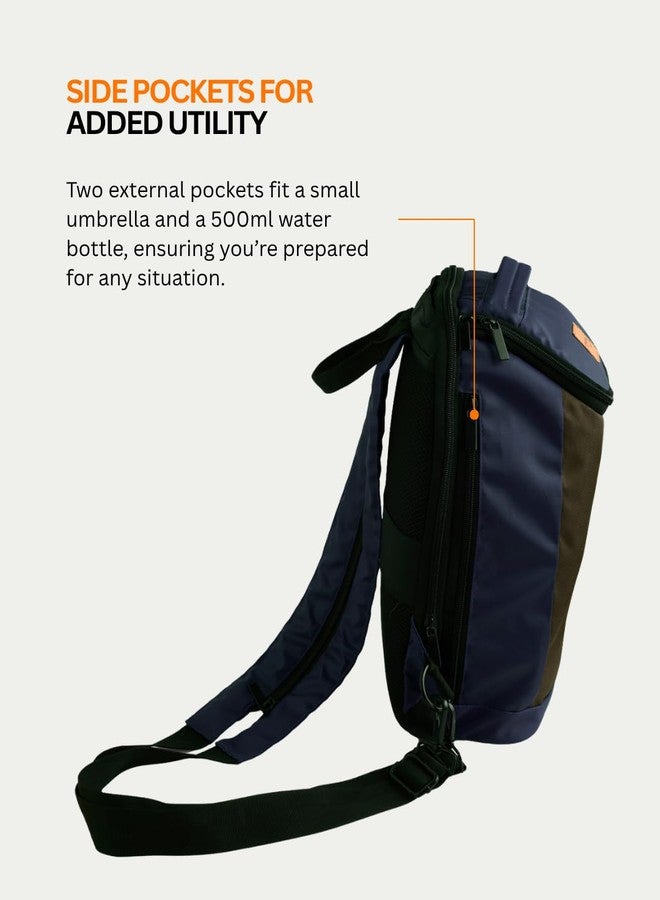 Kyoto 14 Ltr Wayfarer Laptop Backpack | Padded Protection | Unisex | Cross Body | Fits Upto 14inch Laptop | Water Resistant | Stylish Carry-on Bag for Men & Women (Navy Blue) - Image 5