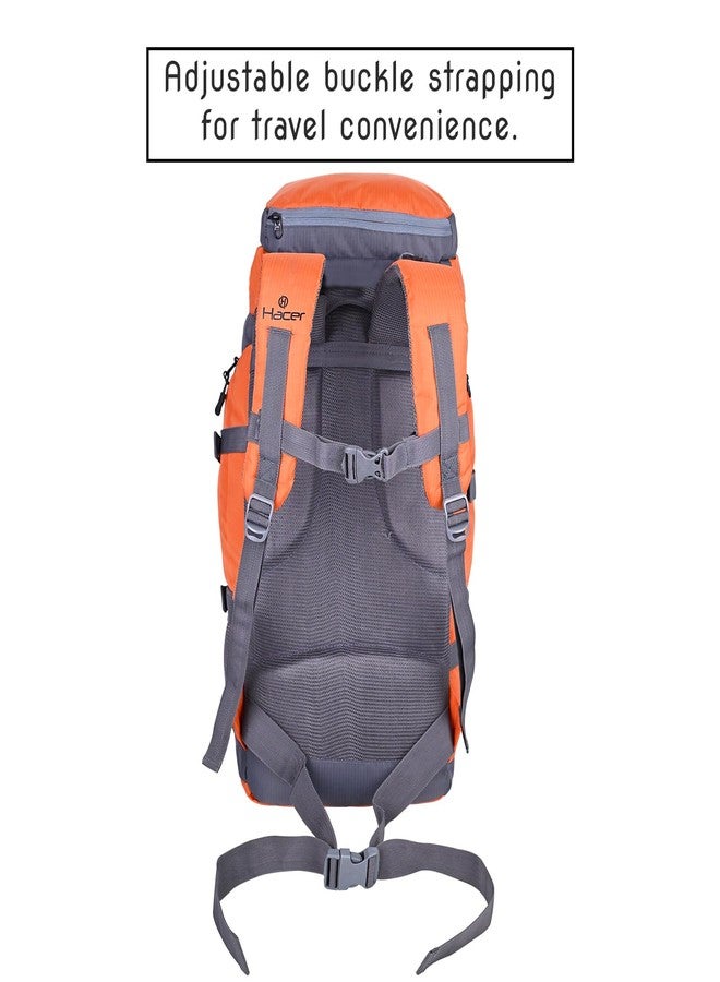 HACER Backpack Unisex Travel Daypack Large Capacity Rucksack Bag for Camping Trekking Hiking Traveling Luggage Tourist - (Orange/Grey, 40L) - Image 3