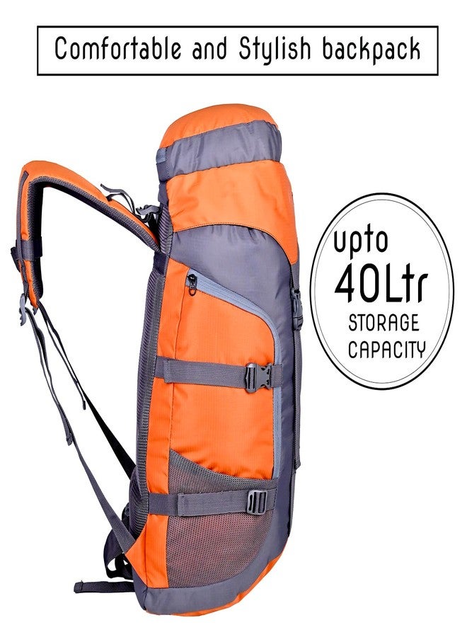 HACER Backpack Unisex Travel Daypack Large Capacity Rucksack Bag for Camping Trekking Hiking Traveling Luggage Tourist - (Orange/Grey, 40L) - Image 4