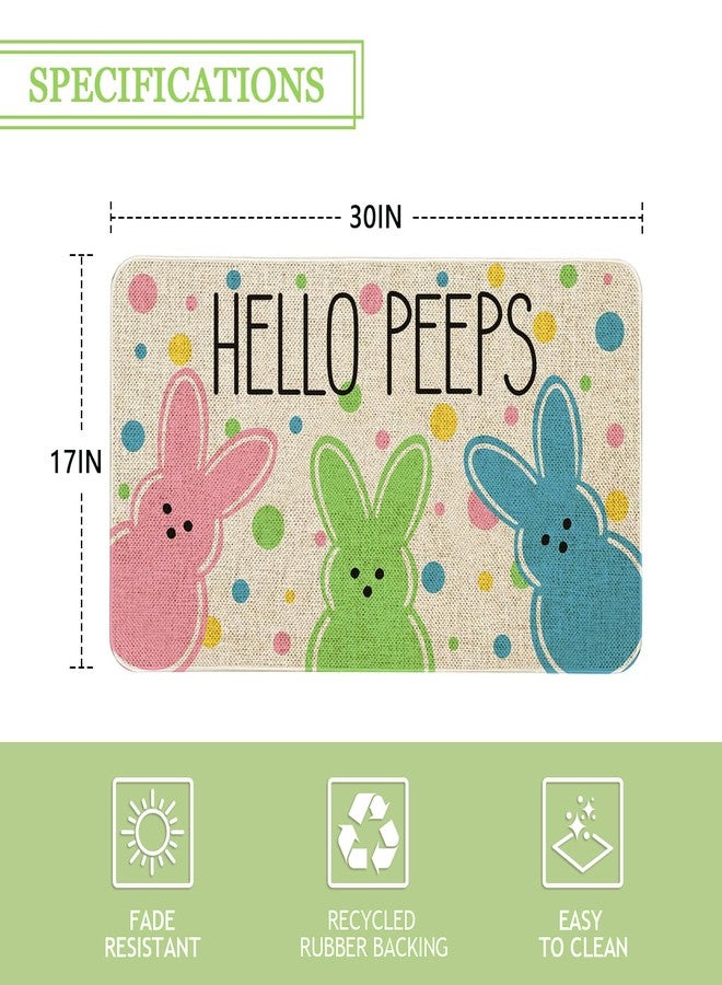 Kuyuayee Easter Bunny Doormat 30x17 Inch Hello Peeps Welcome Door Mat Indoor Outdoor Entrance Floor Mats Non-Slip Washable Easter Home Decor Rugs - Image 4