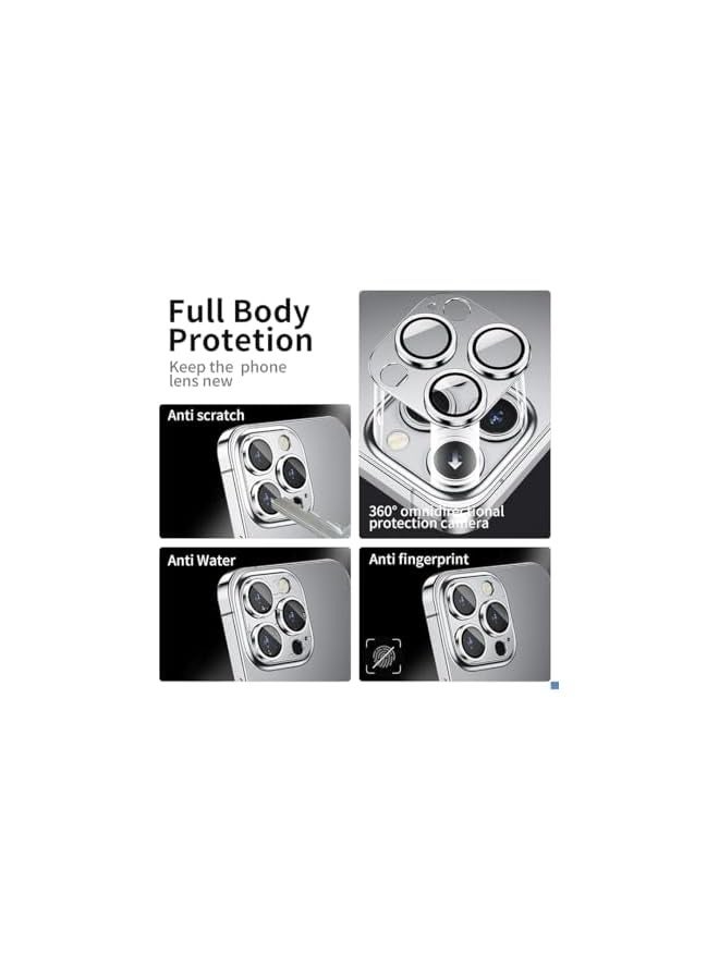 بروماس واقي عدسة الكاميرا iPhone 15 Pro Max/ 15 Pro مع حلقة كاميرا من الزجاج المقوى 9H لوحة معدنية مضادة للخدش [حماية من السقوط]، غطاء كاميرا صديق للحافظة (تيتانيوم أبيض) - Image 3