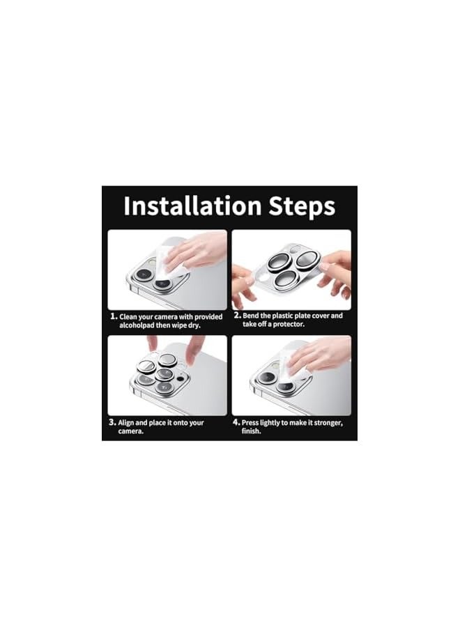 بروماس واقي عدسة الكاميرا iPhone 15 Pro Max/ 15 Pro مع حلقة كاميرا من الزجاج المقوى 9H لوحة معدنية مضادة للخدش [حماية من السقوط]، غطاء كاميرا صديق للحافظة (تيتانيوم أبيض) - Image 5