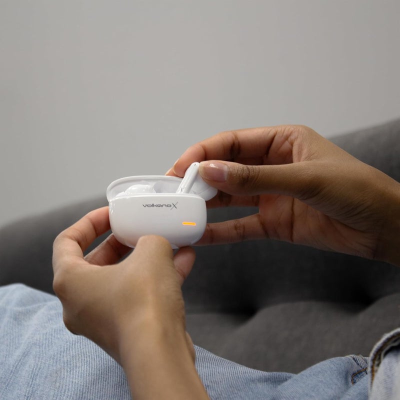 Volkano SoundWave True Wireless Earbuds with Bluetooth V5.2 and Noise Reduction - White - Image 5