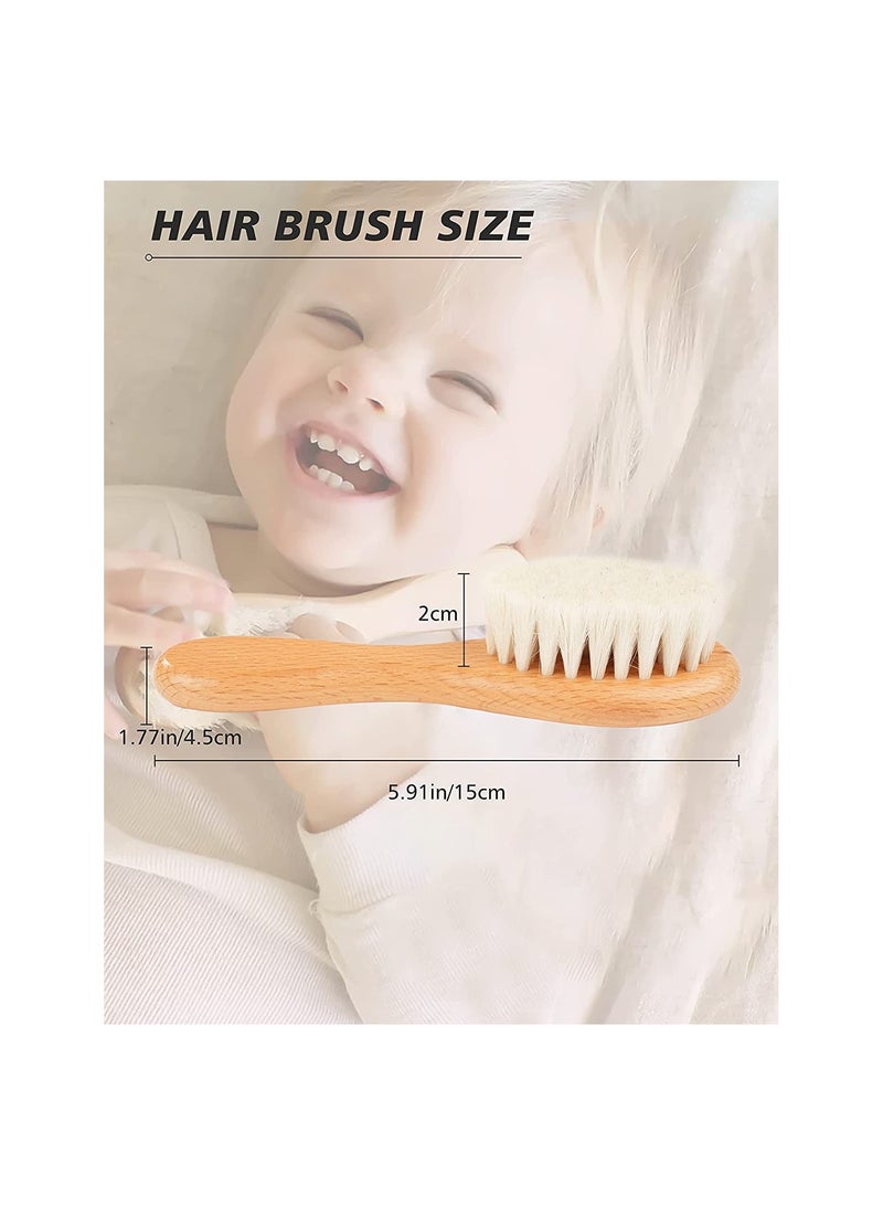 SYOSI Baby Hair Brush, 2 Pcs Baby Hair Brush with Wooden Handle, Natural Soft Goat Bristles Cradle Cap Brush for Newborns  Toddlers - Image 3