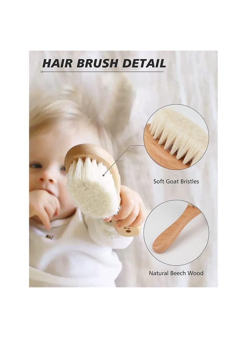 SYOSI Baby Hair Brush, 2 Pcs Baby Hair Brush with Wooden Handle, Natural Soft Goat Bristles Cradle Cap Brush for Newborns  Toddlers - Image 2