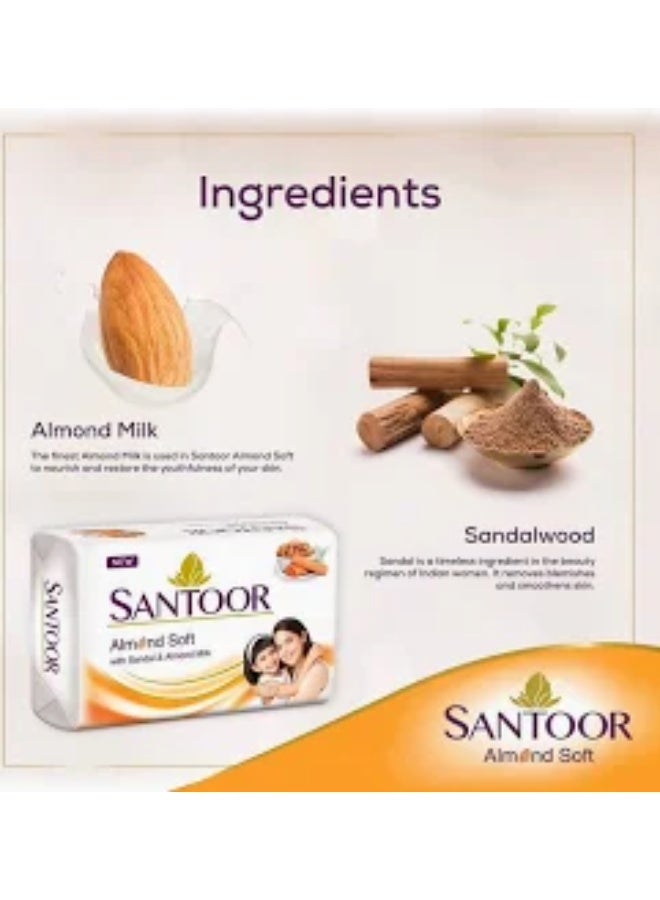 Santoor, Sandal & Almond Milk Skin Softening Soap 125g X 4Pcs - Image 3