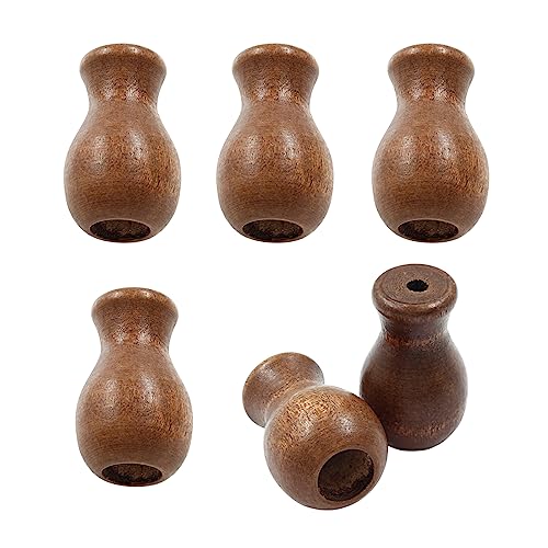 LifCratms 6Pcs Wood Pull Cord Tassels, Brown Wooden Window Blind Cord Knobs Drops Pull End Hanging Ball Pulls for Blinds Pull Cords, Roman Shades Curtain Crafts - Image 1