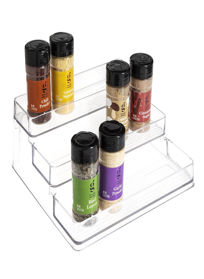 Excefore PET Plastic Clear Spice Stand, 3 Tiered Display Shelf for Countertop Cabinet Storage and Spice Organizer for Kitchen, Bathroom, Bedroom, and Office, Home Storage and Organization Solutions - Image 3