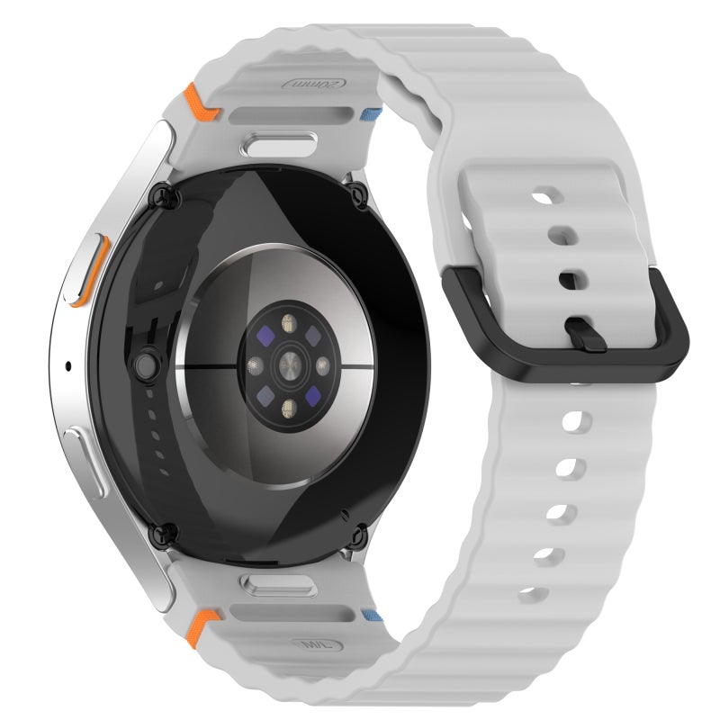 إيروريكس لساعة سامسونج جالاكسي 5 40/44 مم، سوار سيليكون أسود مزخرف بحبيبات مموجة ومخيط (رمادي فاتح) - Image 2