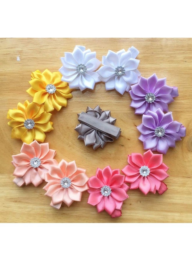 QandSweet 32 Pcs Girls Hair Clips Safety Clip Rhinestone Flower Barrettes for Toddler Girl Teens and Womens - Image 4