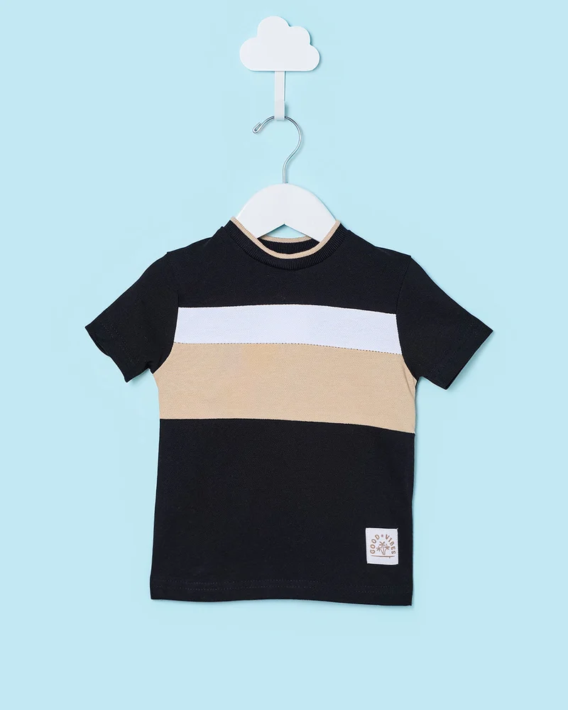 ردتاغ Infant Boys Black Cut And Sew T-Shirt