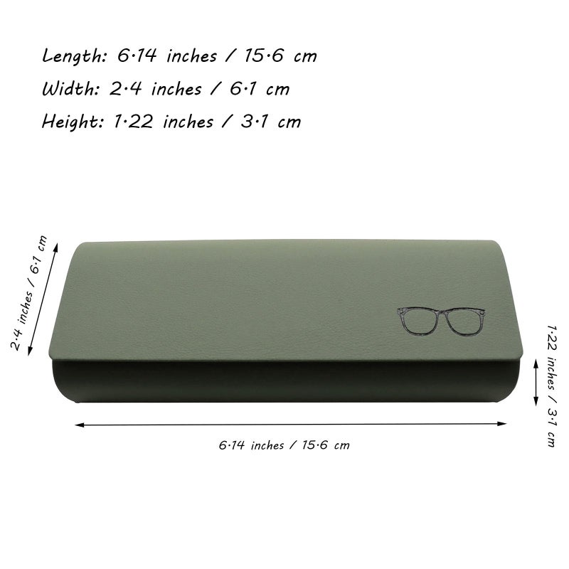 EastyGold Olive Green Hard PU Leather Eyeglasses Case for Most Eye Glasses and Sunglasses - Image 2
