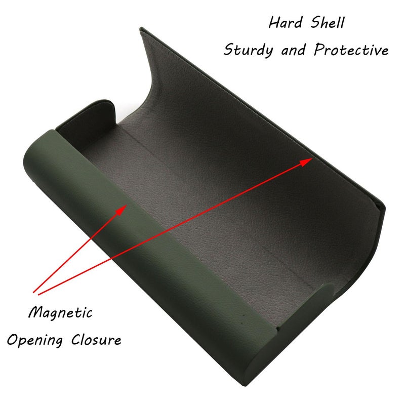 EastyGold Olive Green Hard PU Leather Eyeglasses Case for Most Eye Glasses and Sunglasses - Image 3