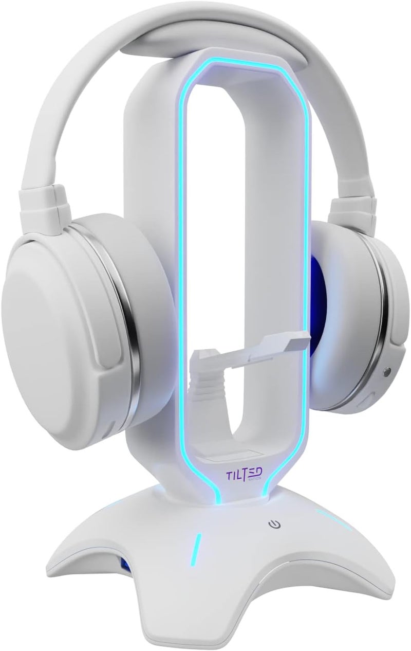 حامل سماعات الرأس RGB من - حامل سماعات الألعاب 3 في 1 للمكتب مع Bungee الفأرة وشاحن محور USB 3.0 بمنفذين - إكسسوارات الألعاب النهائية والهدية للاعب - حامل سماعات الرأس RGB - Image 1