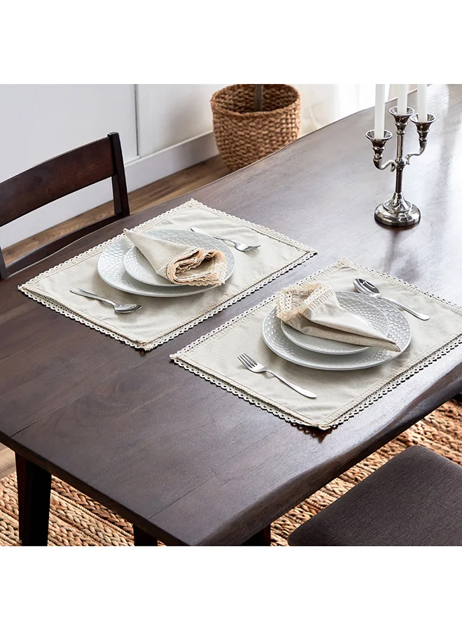 Home Box Naturio 2-Piece Lace Natural Napkin Set 40 x 40 cm