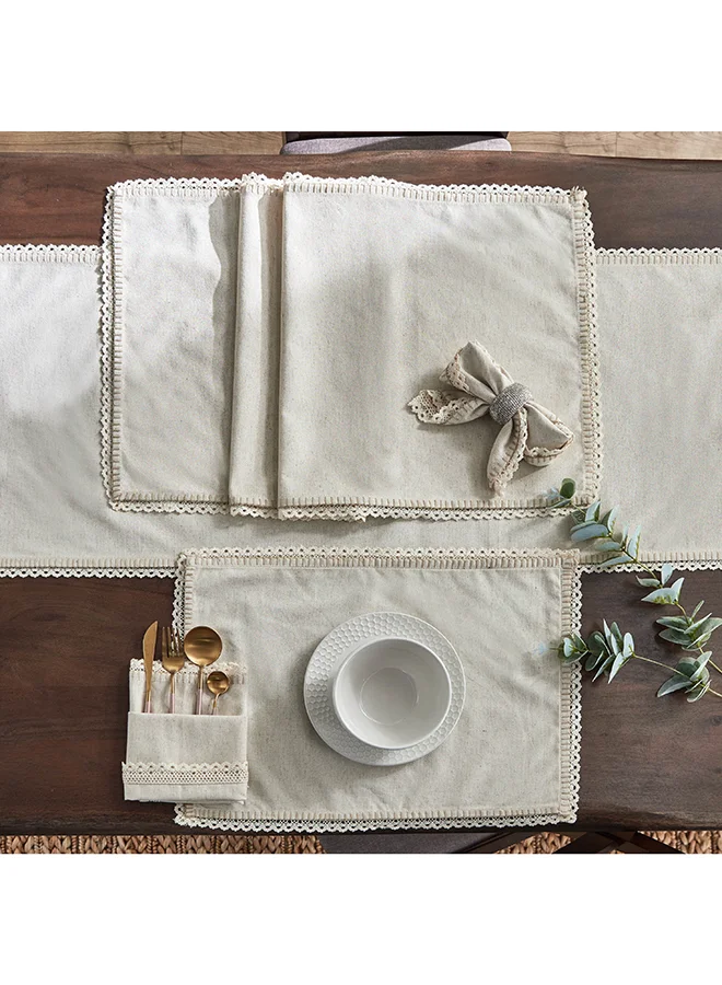 Home Box Naturio 2-Piece Lace Natural Napkin Set 40 x 40 cm
