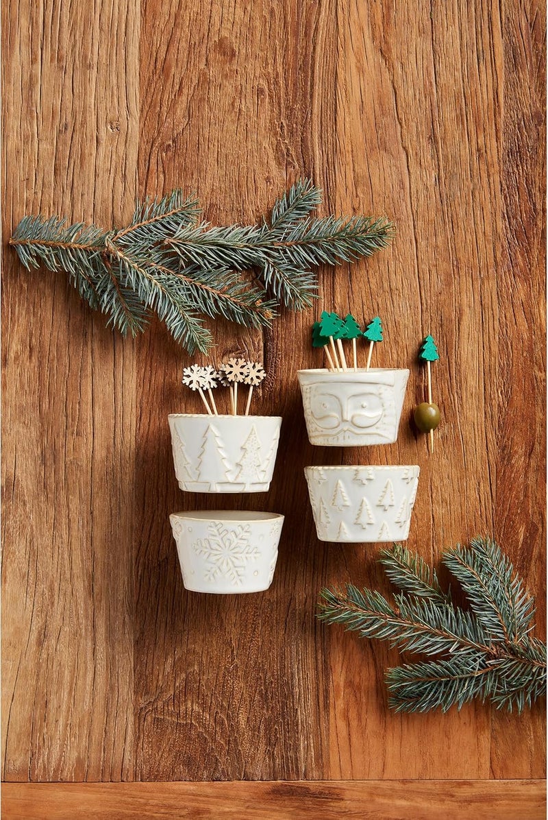 mud pie مجموعة أطباق تيدبيت شجرة عيد الميلاد البيضاء 2 × 3 بوصة مع أعواد أسنان 2 12 - Image 2