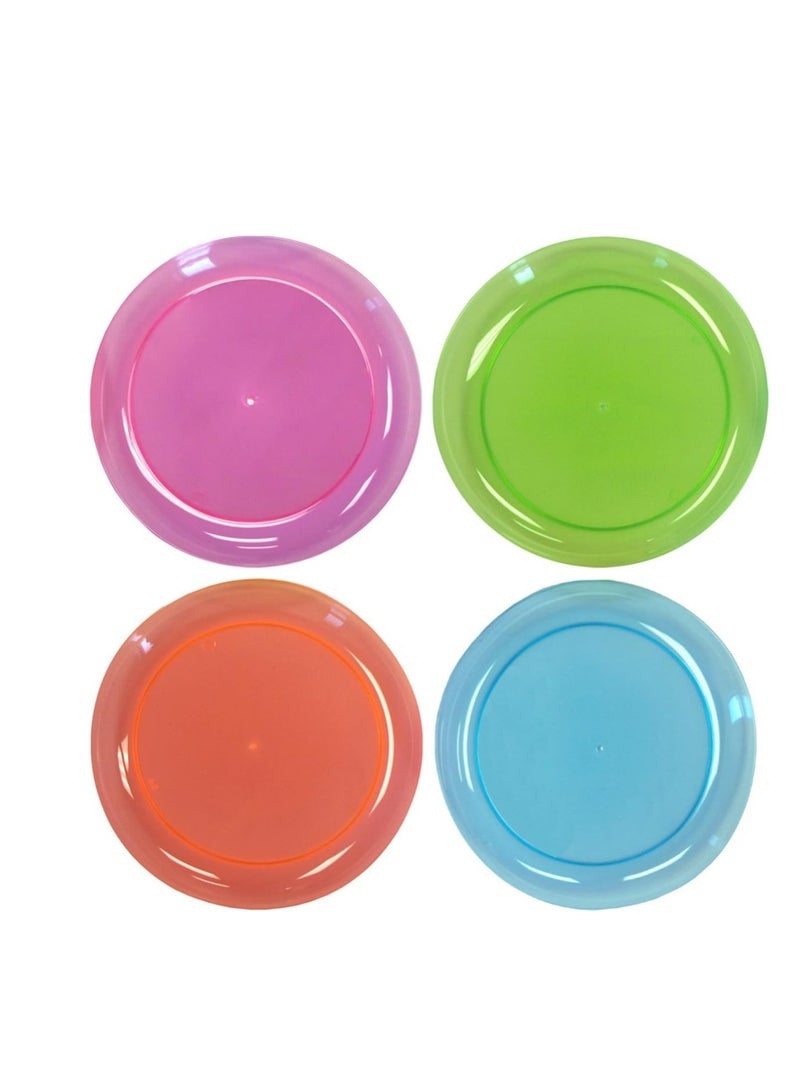 Party Essentials Hard Plastic 6-Inch Round Party/Dessert Plates, Assorted Neon, 40-Count - Image 1