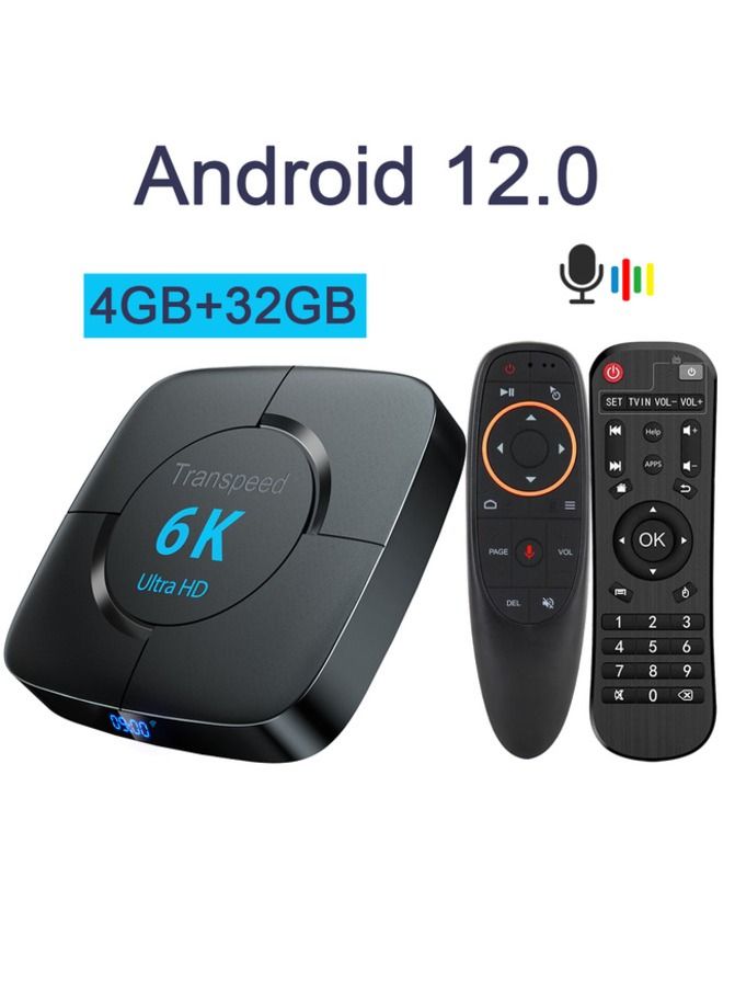 Transpeed Android 12.0 Set Top Box Voice Assistant 6K 4GB 32GB  VOICE REMOTE - Image 1
