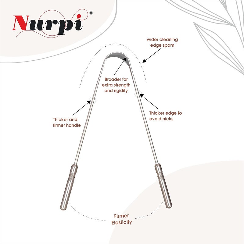 nurpi منظف لسان فاخر من الفولاذ المقاوم للصدأ للأشخاص الأصحاء، عبوة من 5 قطع - Image 4