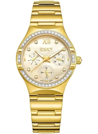 إكستاسي ساعة نسائية إكستاسي بحركة ، عرض متعدد الوظائف وسوار من الفولاذ المقاوم للصدأ - ذهبي