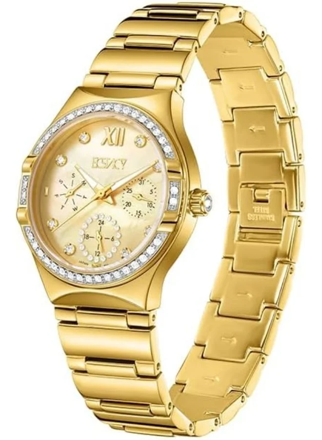 إكستاسي Ecstacy Women's 6P29 Movement Watch, Multi Function Display and Stainless Steel Strap - E23608-GBGMC, Gold