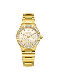 ECSTACY Ecstacy Women's 6P29 Movement Watch, Multi Function Display and Stainless Steel Strap - E23608-GBGMC, Gold  - Image 1