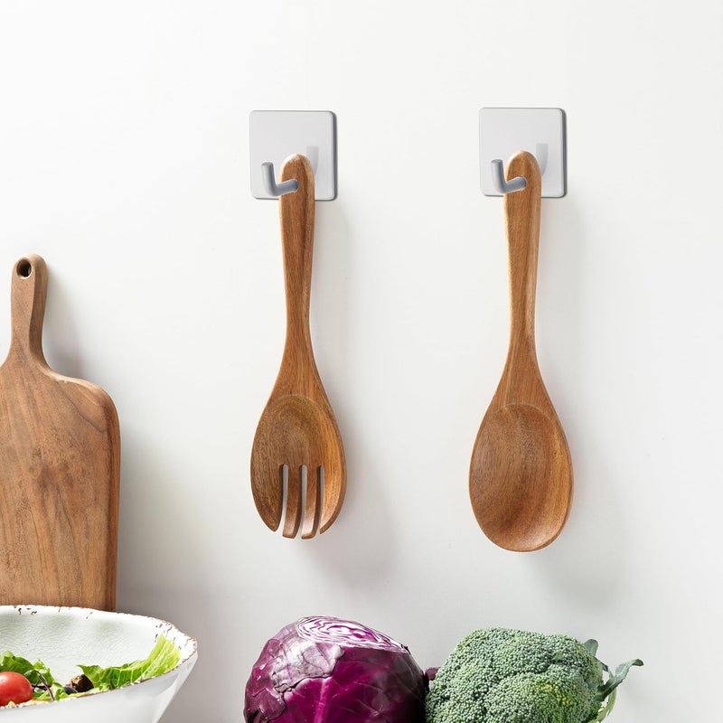 LEHAHA Wood Salad Servers, 10.5-inch Salad Spoon and Fork Serving Set, Set of 2 Wood Salad Serving Set, Wood Salad Tongs Salad Serving Tossing Utensils for Kitchen Stirring Mixing and Cooking - Image 4