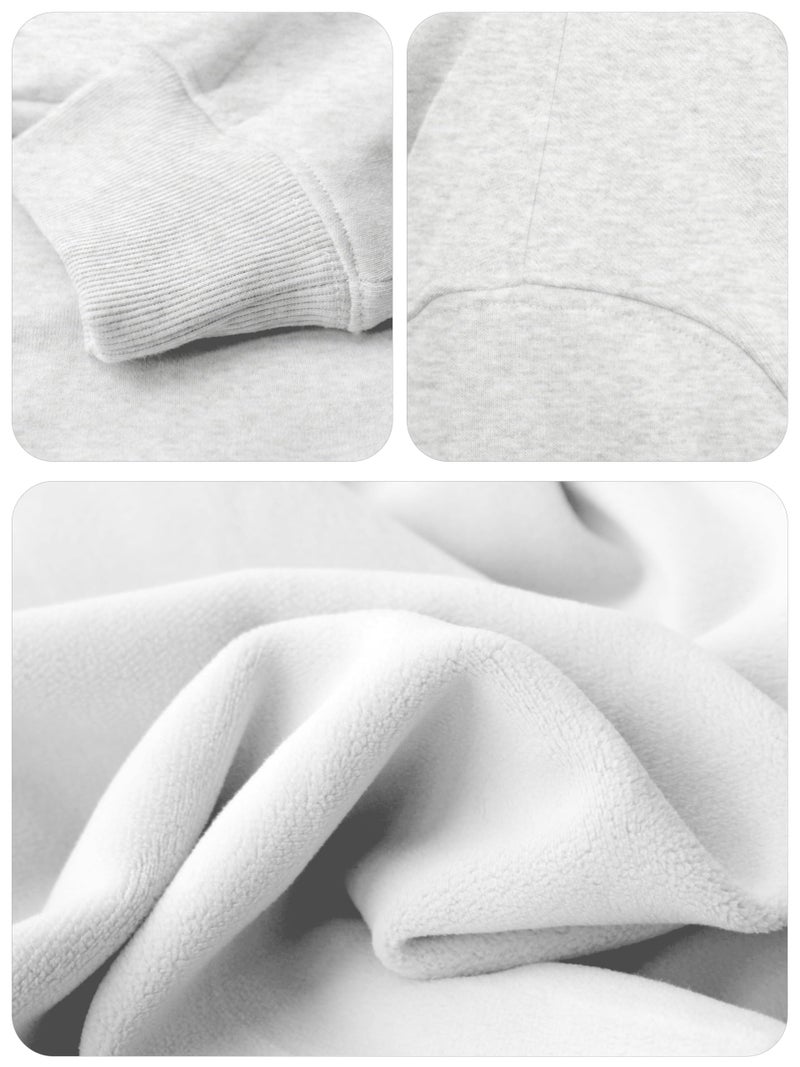 VIUTIL Womens Oversized Hoodies Fleece Loose Hooded Sweatshirt Fall Winter Outfits 2026 Trendy Clothes, White Grey, X-Small - Image 3