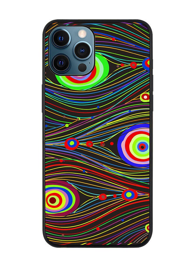 Stylizedd Rugged Black edge case for Apple iPhone 12 Pro Slim fit Soft Case Flexible Rubber Edges Anti Drop TPU Gel Thin Cover - Peacock Eyes - Image 1