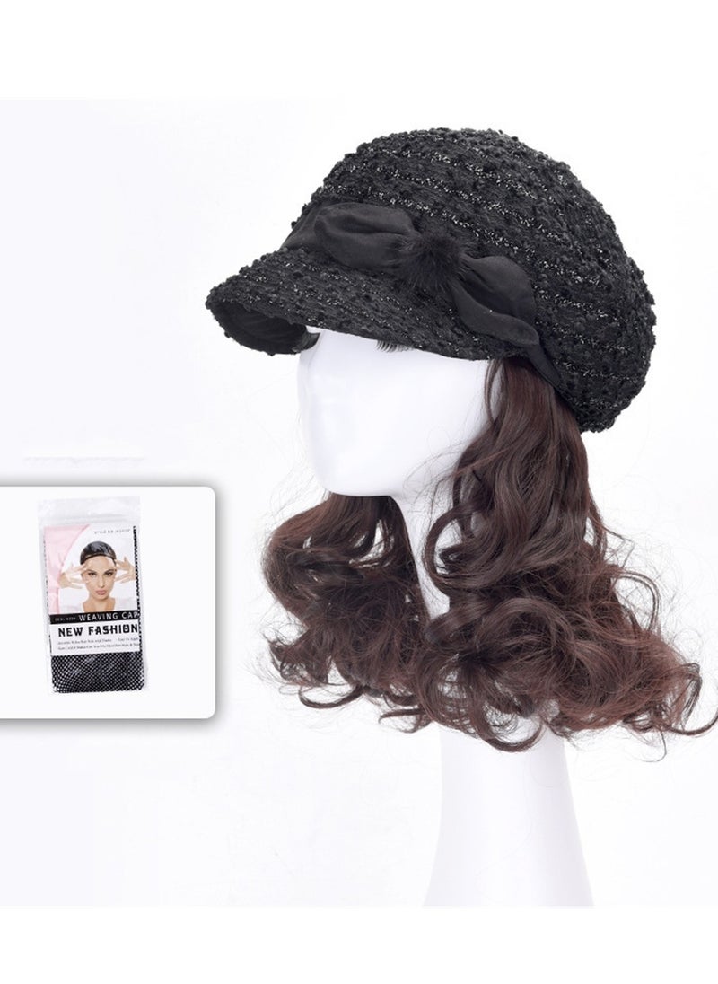 Wig hat integrated fisherman hat lazy short curly wig high temperature wire cosplay wig costumes dress up wig  - Image 2